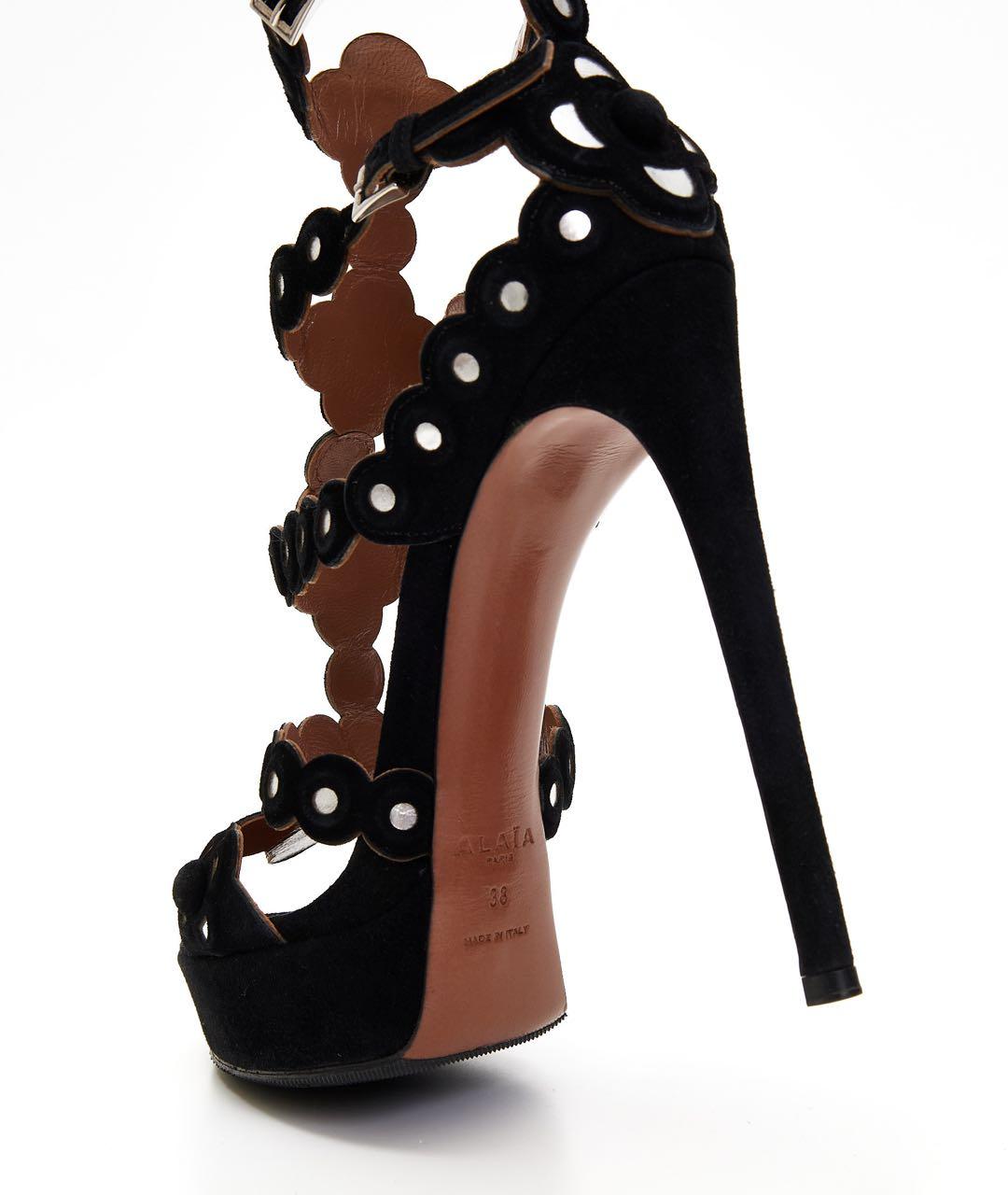 ALAIA Черные замшевые босоножки, фото 3