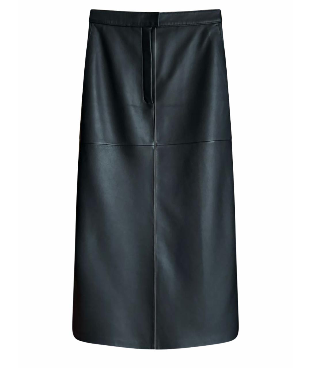 12 STOREEZ Черная кожаная юбка макси, фото 1