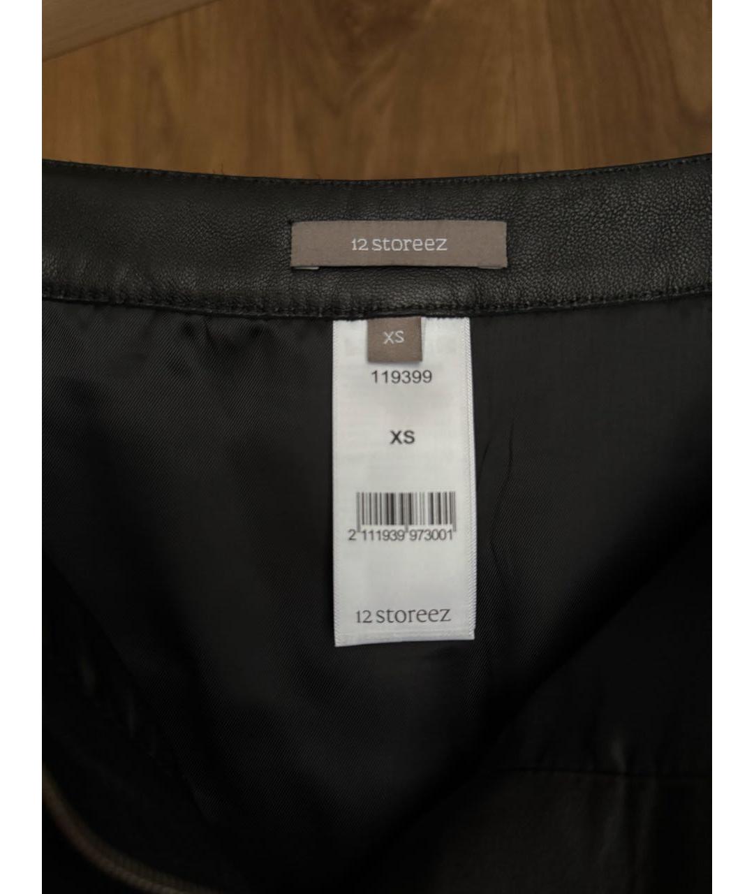 12 STOREEZ Черная кожаная юбка макси, фото 3