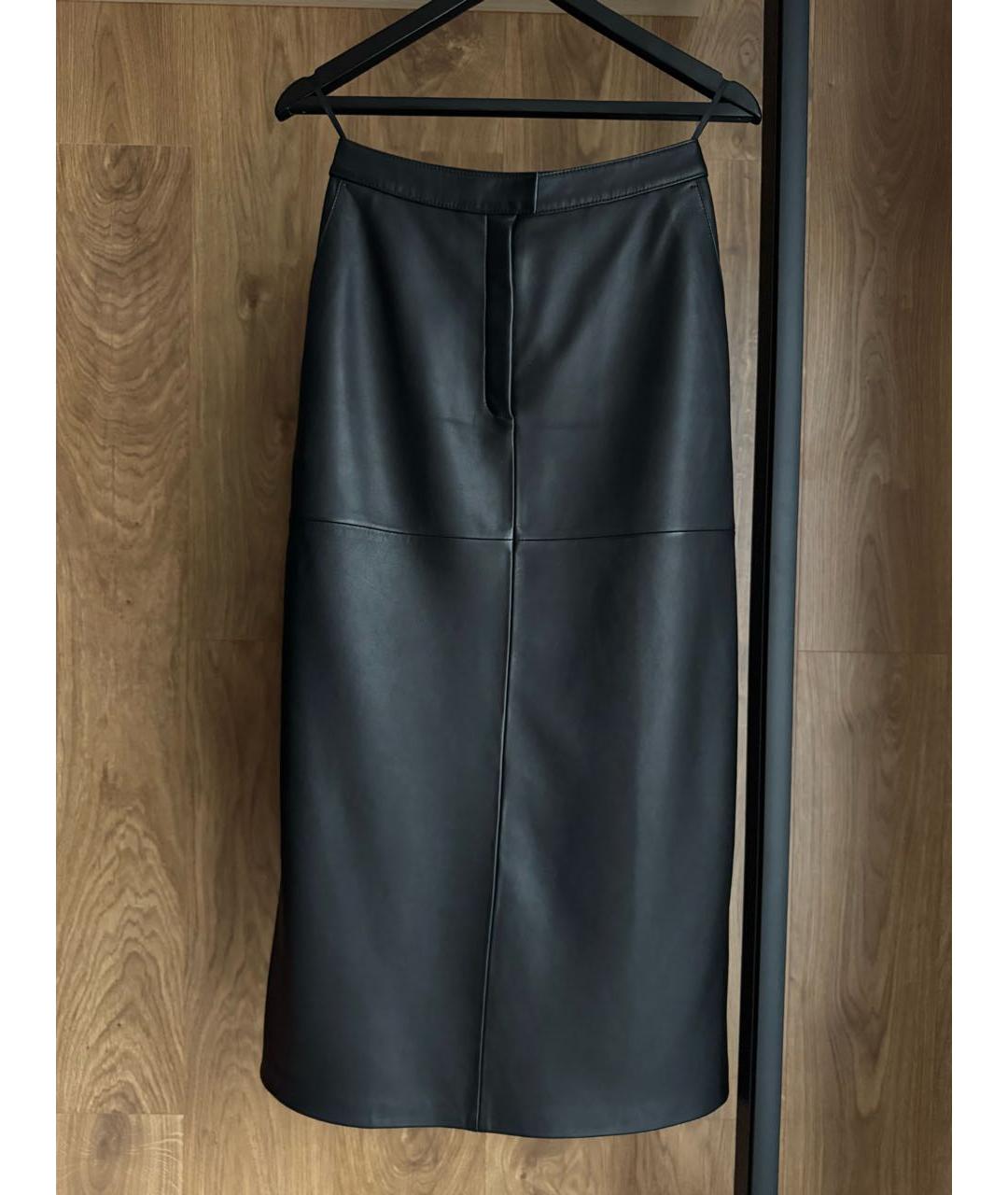 12 STOREEZ Черная кожаная юбка макси, фото 4