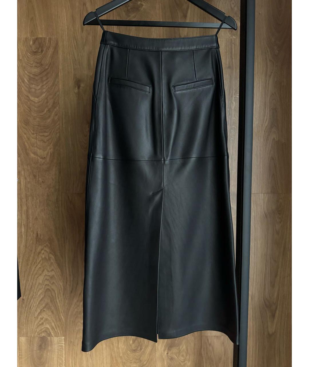 12 STOREEZ Черная кожаная юбка макси, фото 2