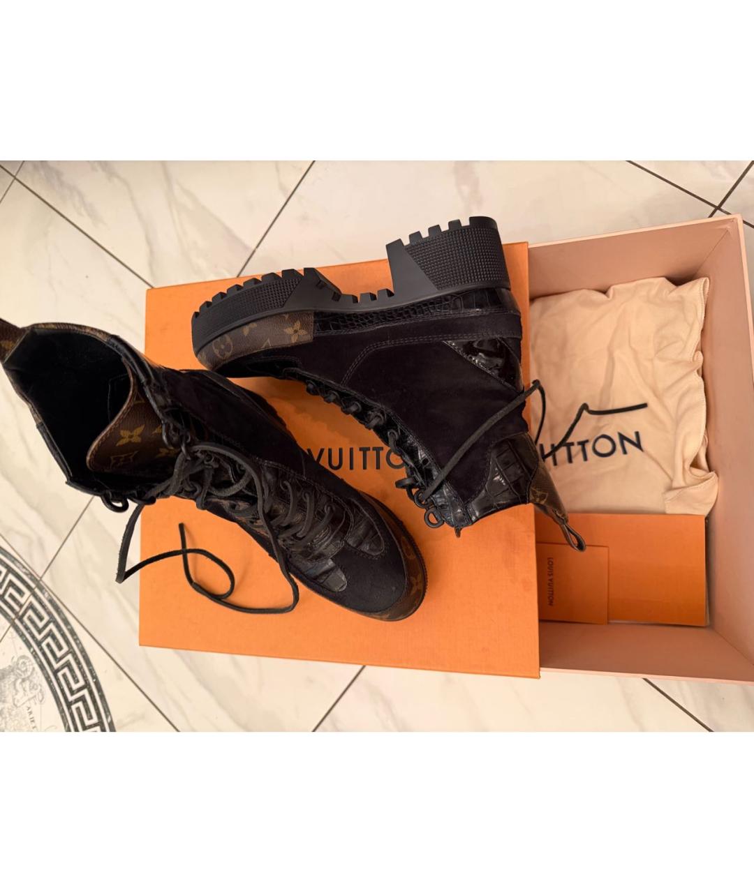 LOUIS VUITTON Черные кожаные ботинки, фото 2