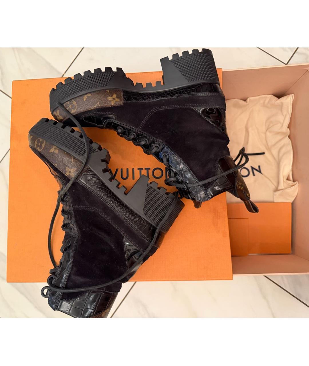 LOUIS VUITTON Черные кожаные ботинки, фото 3