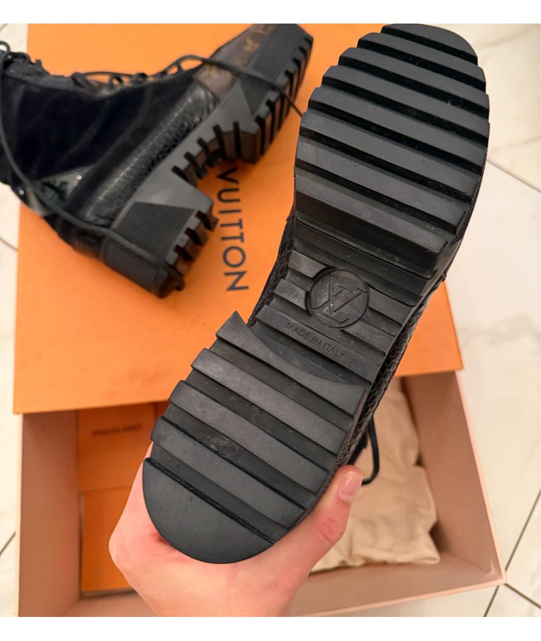 LOUIS VUITTON Черные кожаные ботинки, фото 4