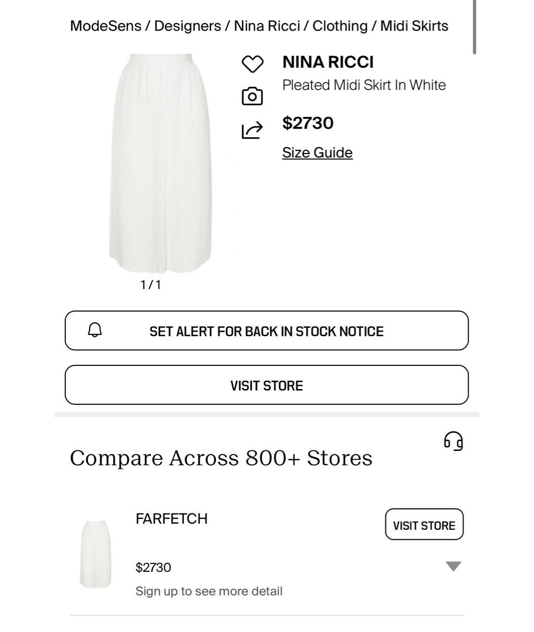 NINA RICCI Белая полиэстеровая юбка миди, фото 2