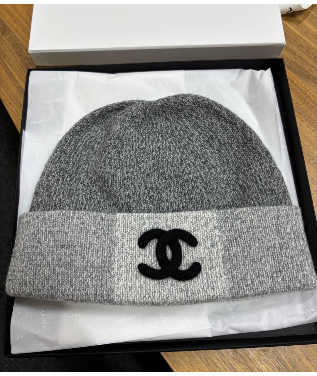 CHANEL Серая кашемировая шапка, фото 4