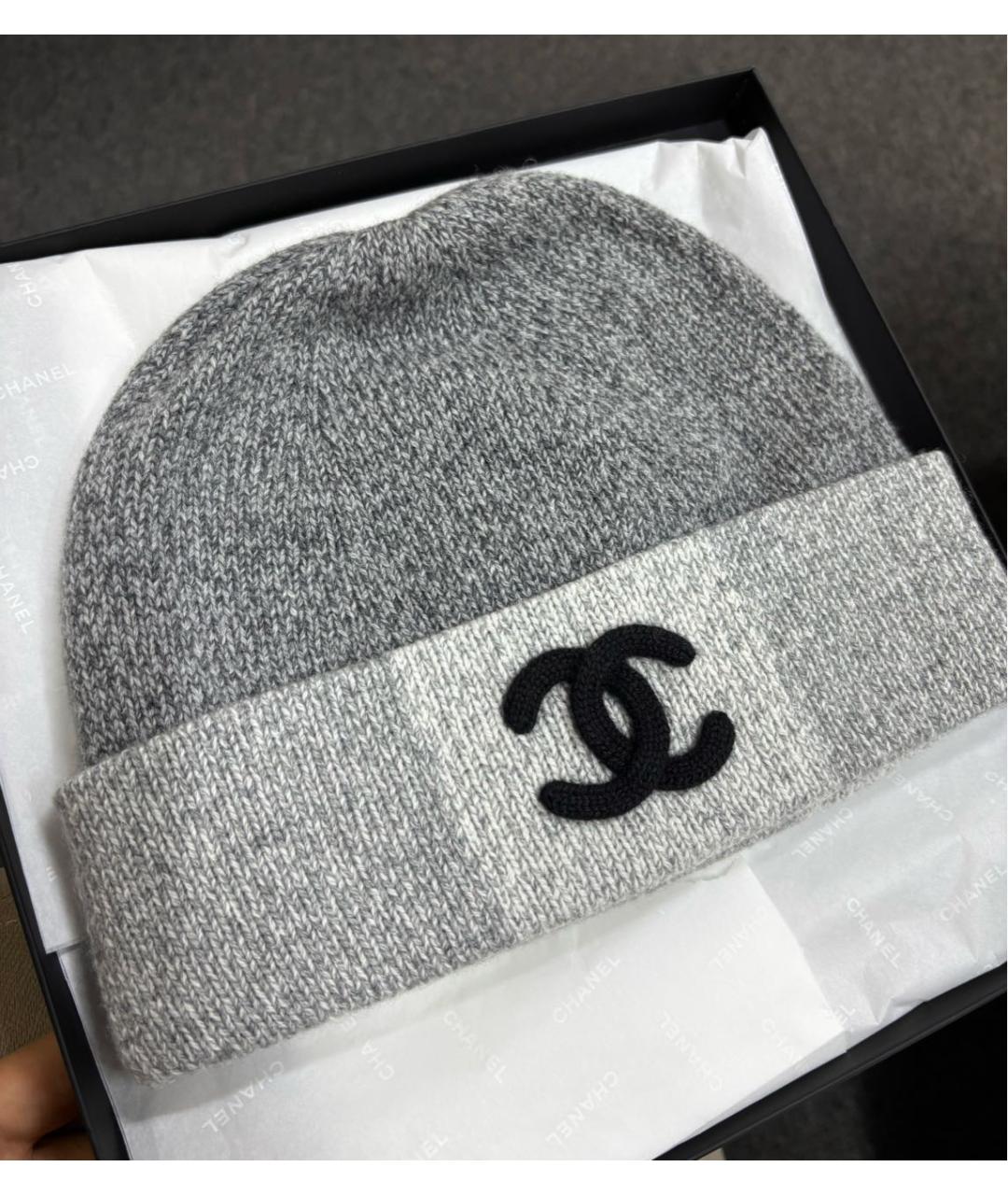 CHANEL Серая кашемировая шапка, фото 3