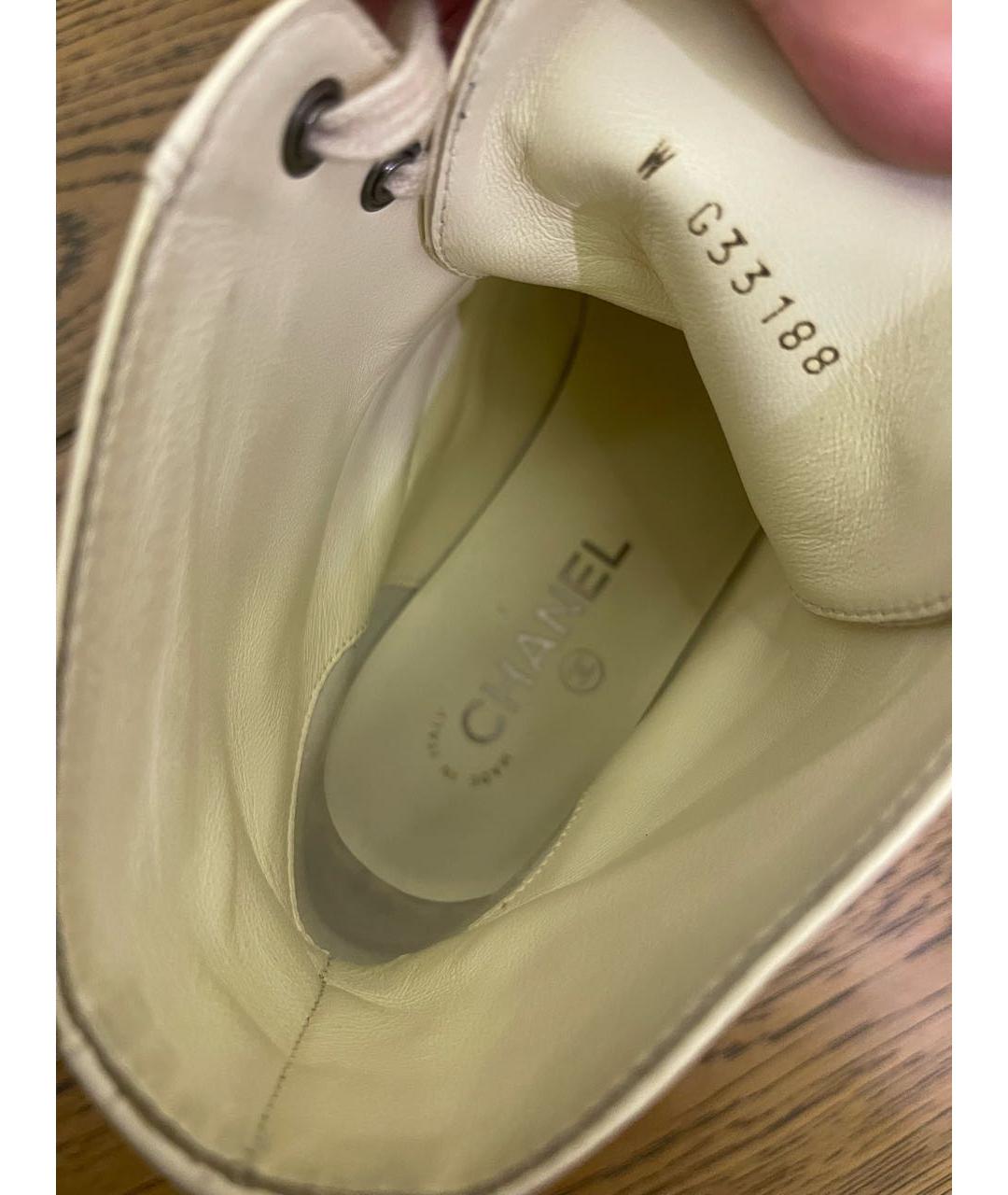CHANEL Бежевые кожаные ботинки, фото 6
