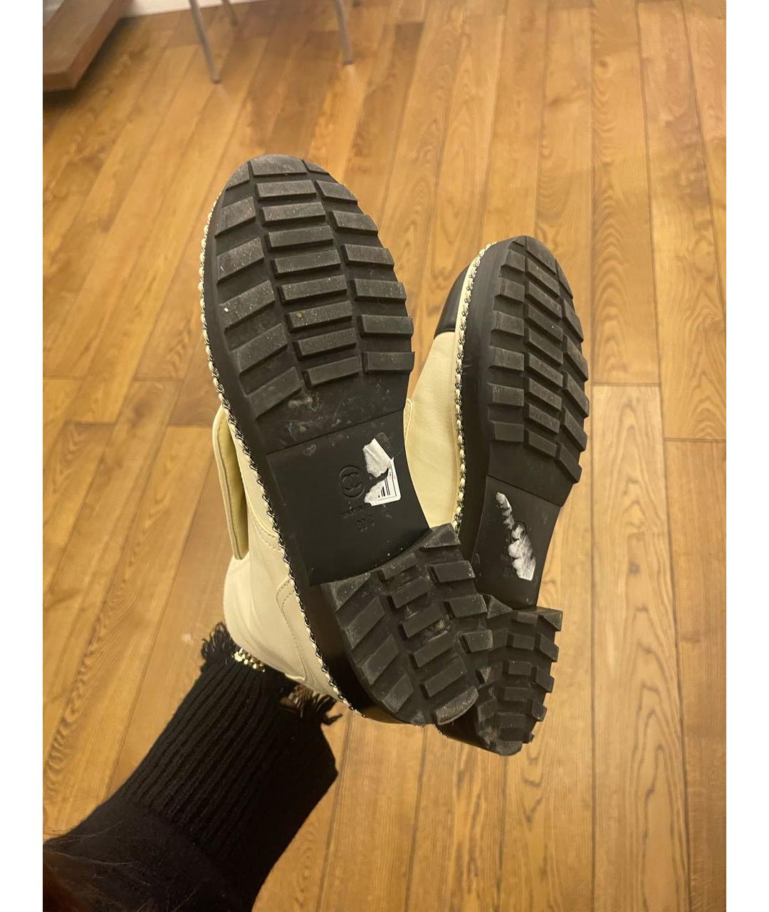 CHANEL Бежевые кожаные ботинки, фото 5