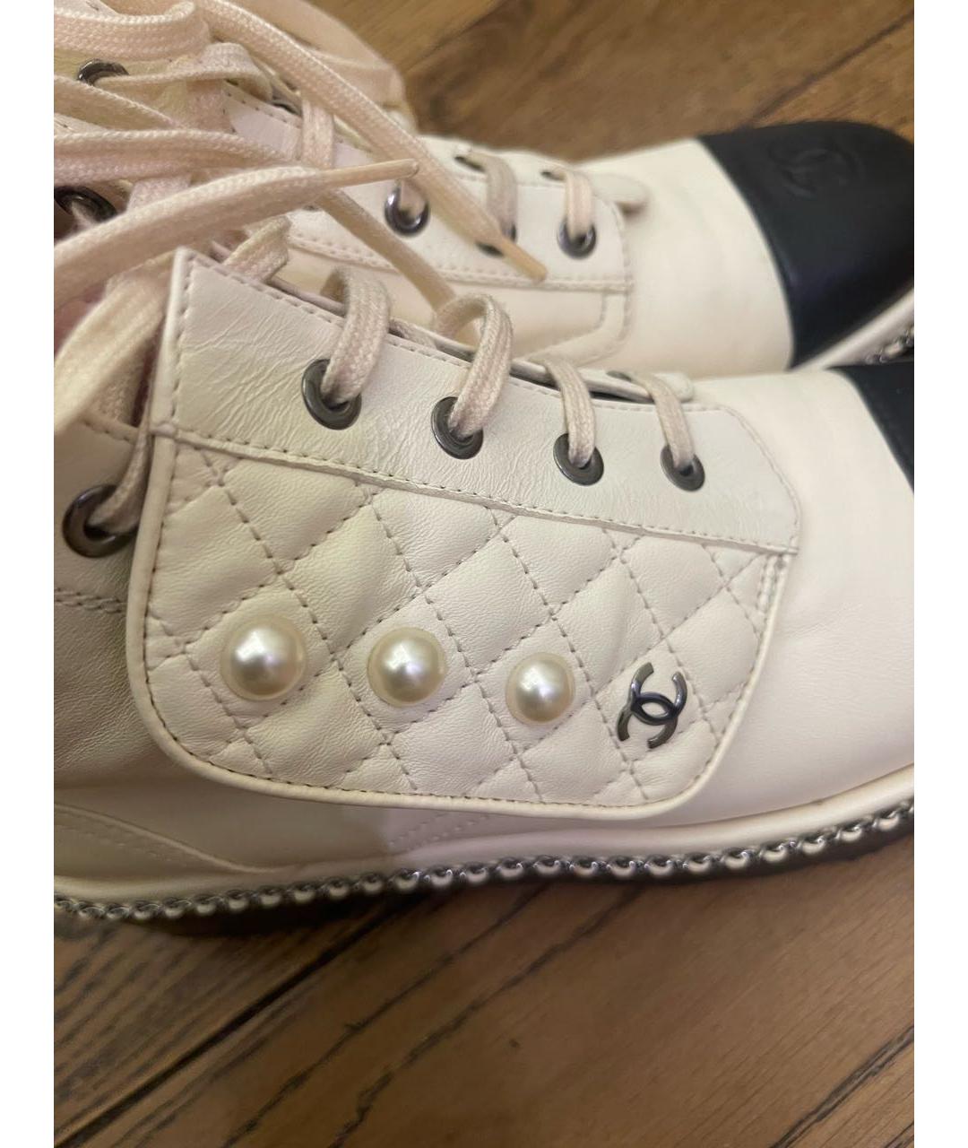 CHANEL Бежевые кожаные ботинки, фото 4