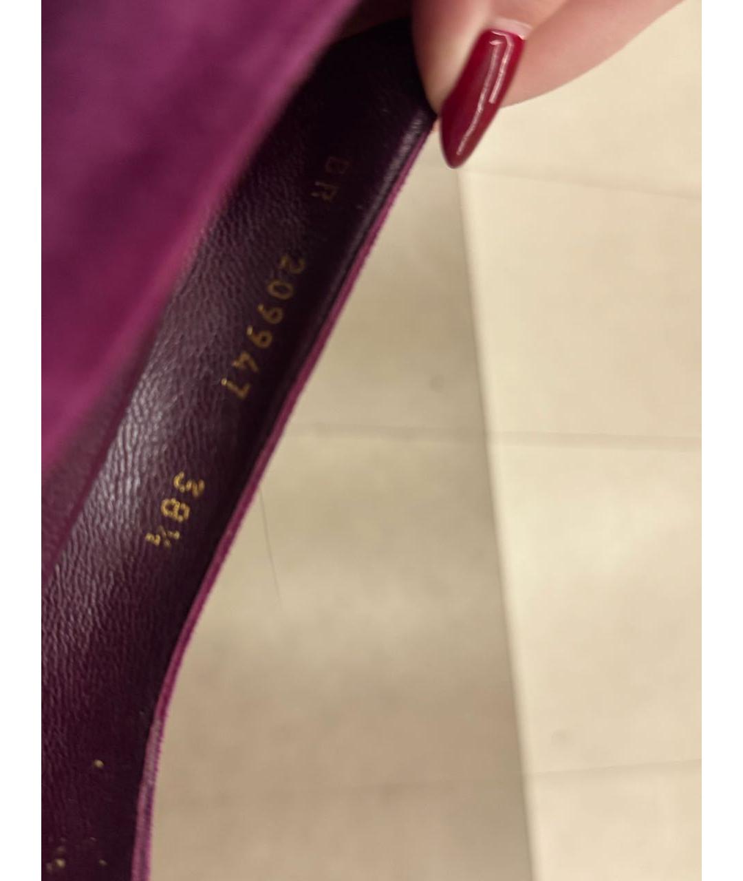 SAINT LAURENT Фиолетовые замшевые туфли, фото 6