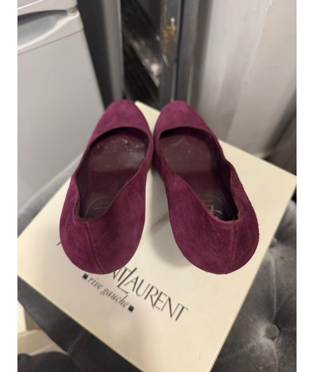SAINT LAURENT Фиолетовые замшевые туфли, фото 3