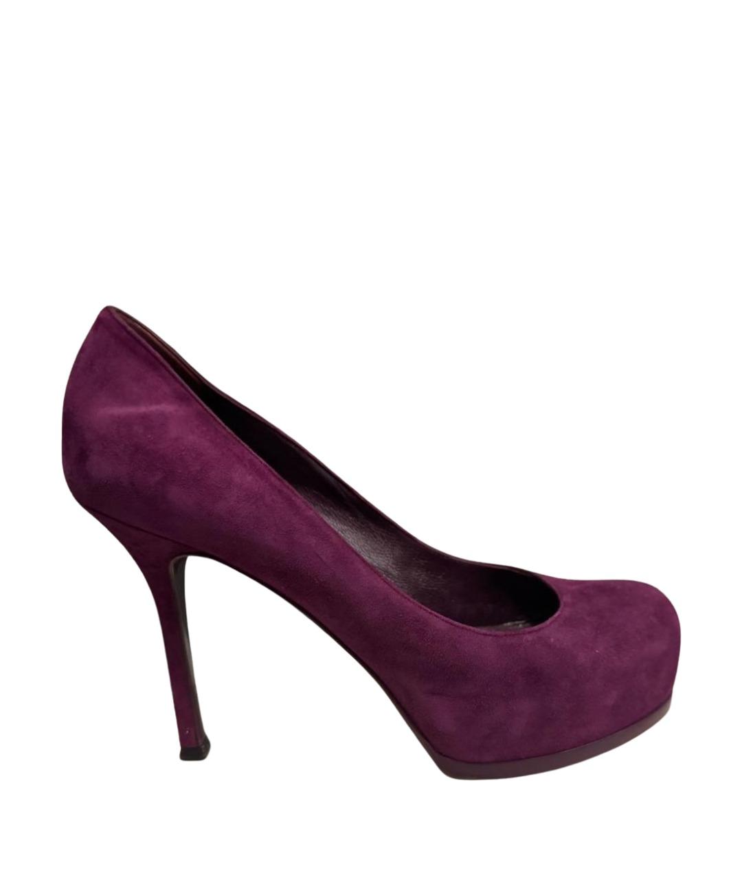 SAINT LAURENT Фиолетовые замшевые туфли, фото 1