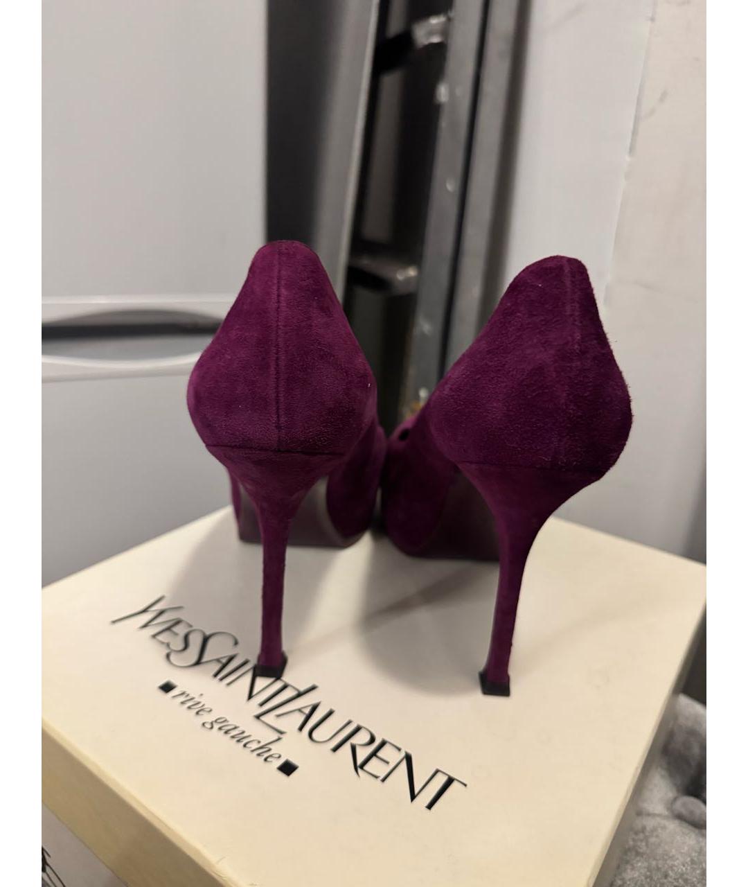 SAINT LAURENT Фиолетовые замшевые туфли, фото 4