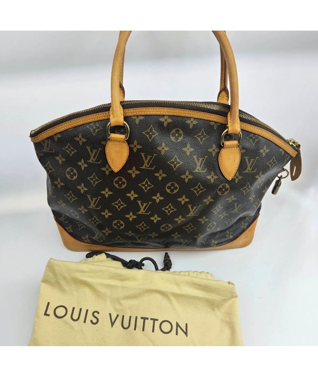 LOUIS VUITTON Коричневая кожаная сумка тоут, фото 5