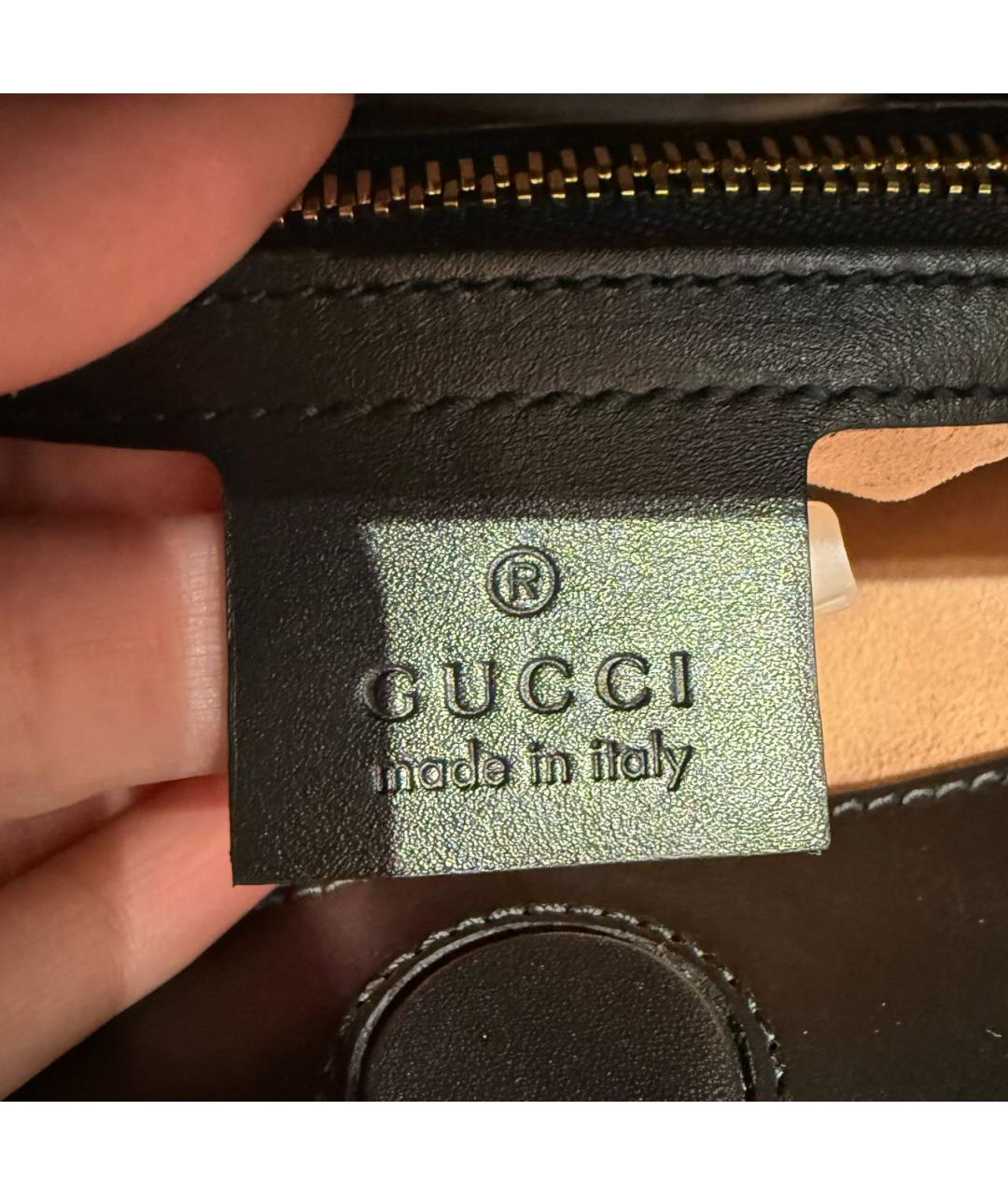 GUCCI Черная кожаная сумка через плечо, фото 7