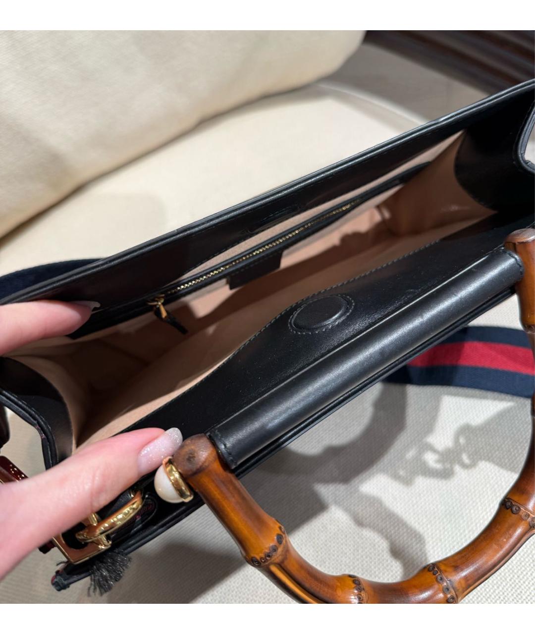 GUCCI Черная кожаная сумка через плечо, фото 6