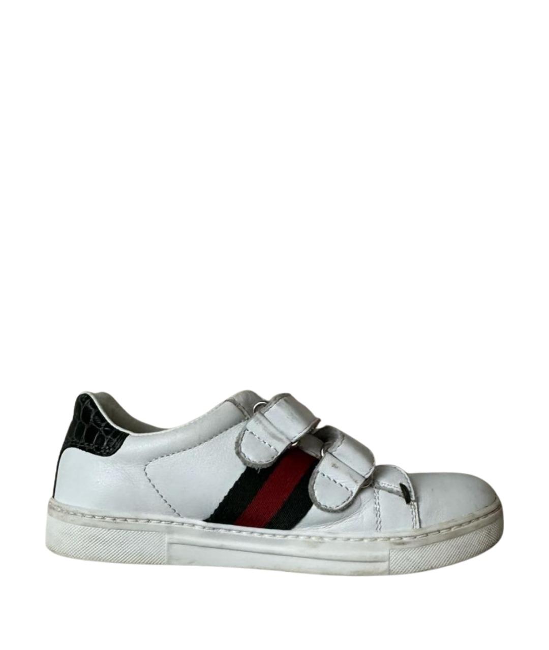 GUCCI Белые кожаные кеды, фото 1