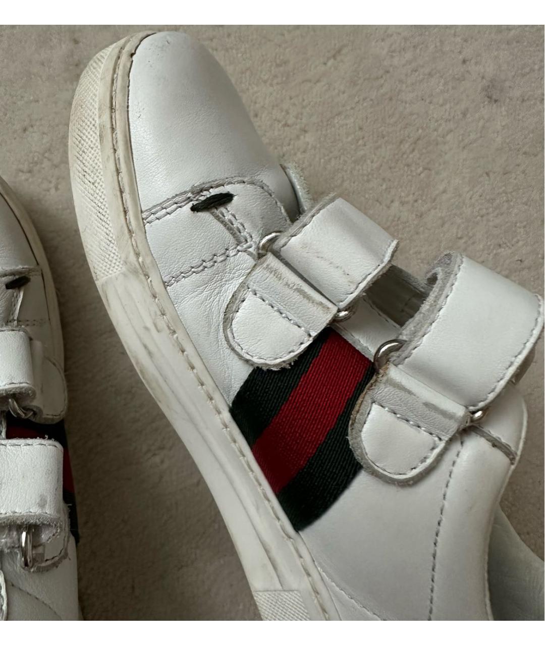 GUCCI Белые кожаные кеды, фото 6