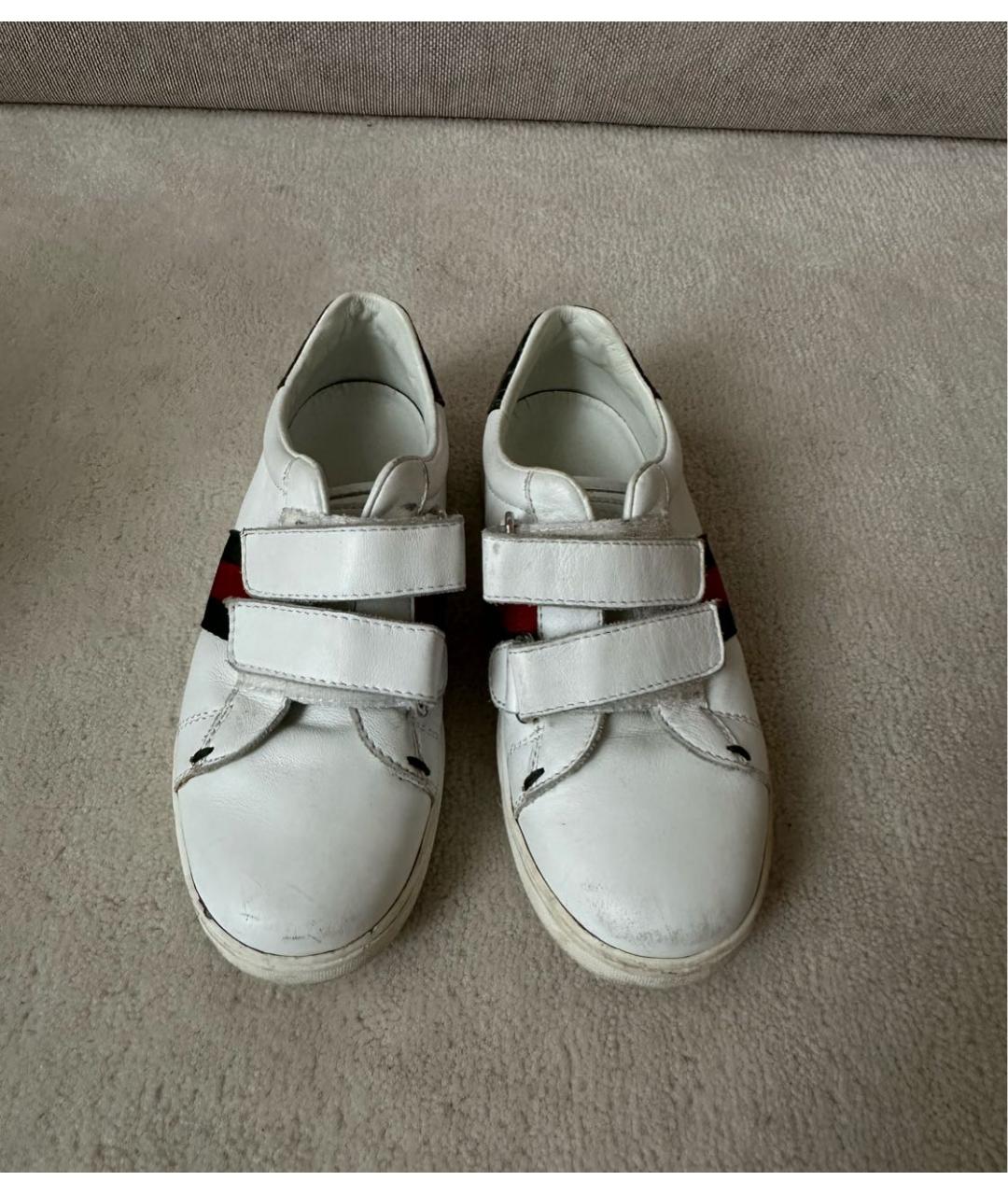 GUCCI Белые кожаные кеды, фото 2