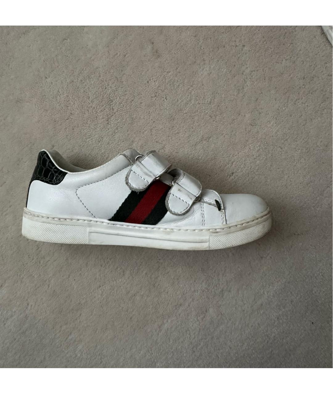 GUCCI Белые кожаные кеды, фото 7