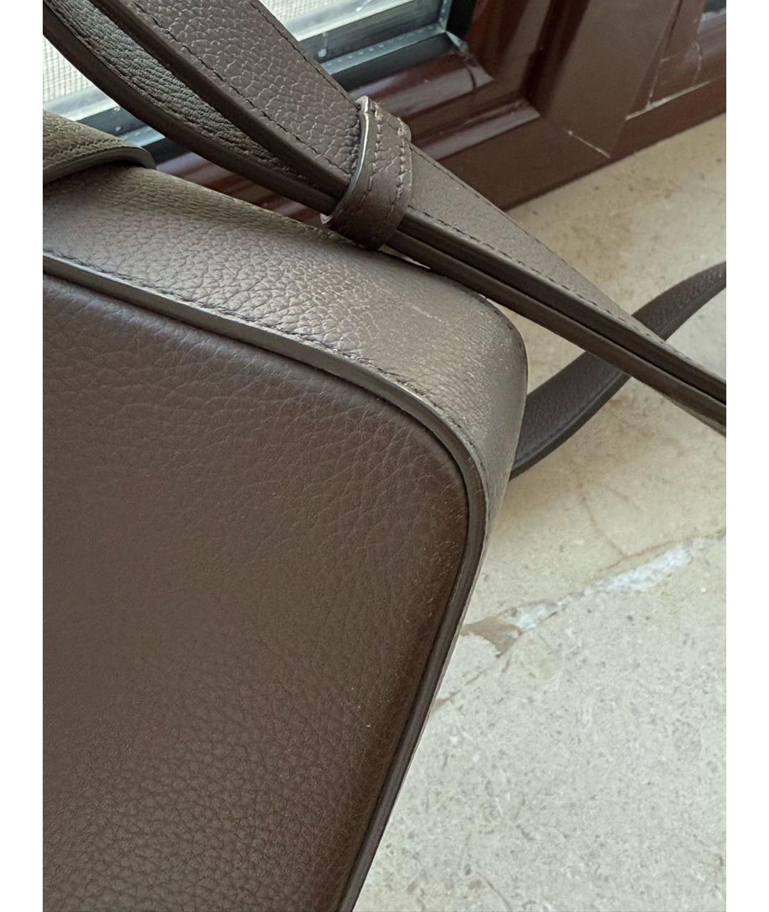 FERRAGAMO Коричневая кожаная сумка на плечо, фото 6