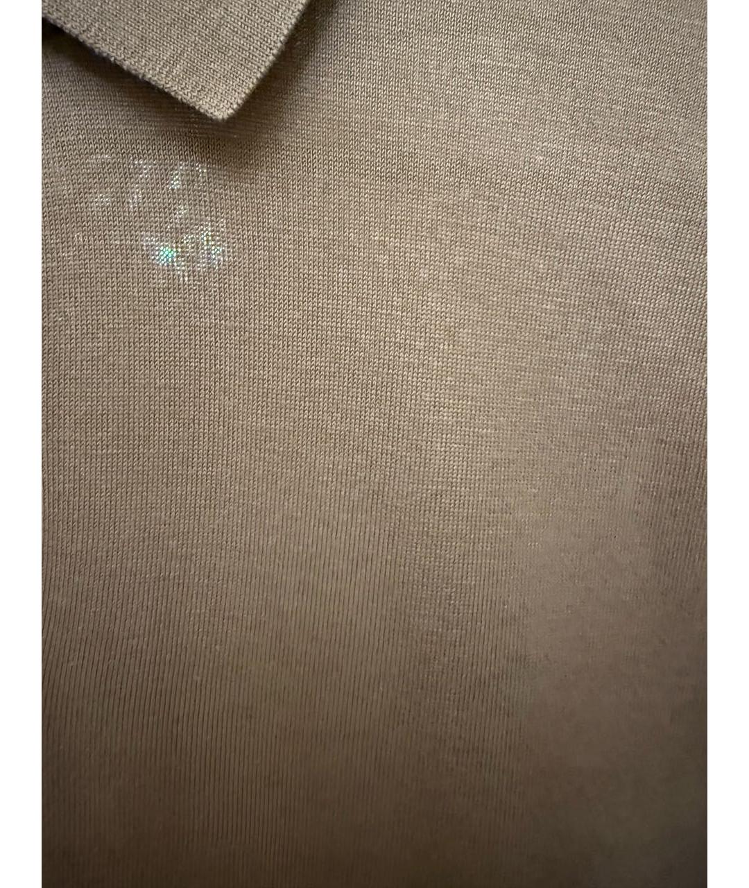 12 STOREEZ Коричневое хлопко-шерстяное поло с коротким рукавом, фото 4
