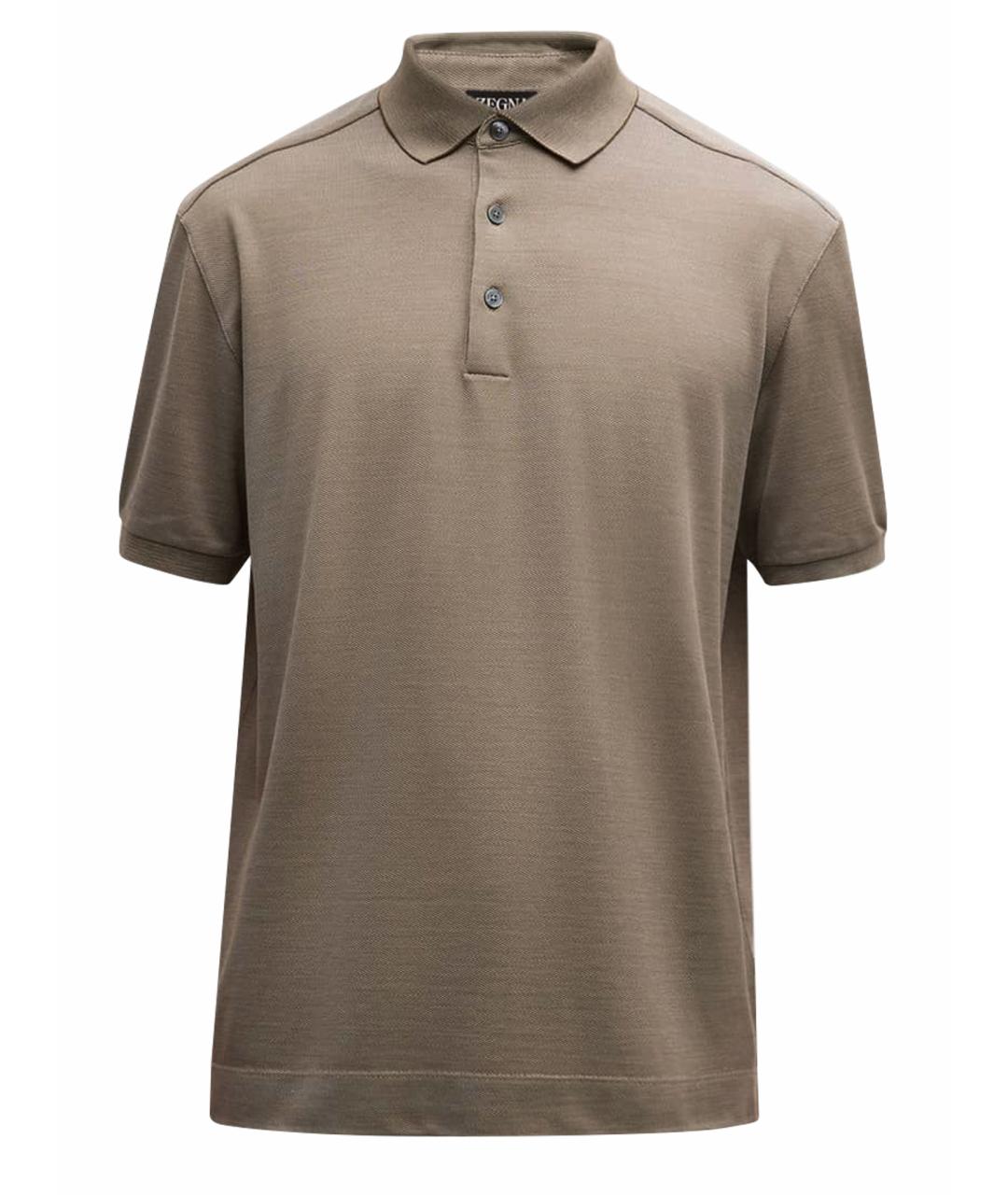 12 STOREEZ Коричневое хлопко-шерстяное поло с коротким рукавом, фото 1