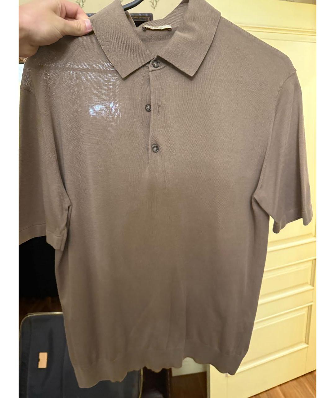 12 STOREEZ Коричневое хлопко-шерстяное поло с коротким рукавом, фото 5