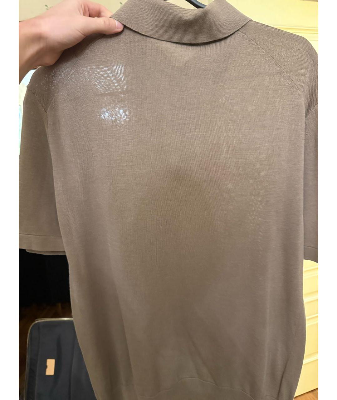 12 STOREEZ Коричневое хлопко-шерстяное поло с коротким рукавом, фото 2