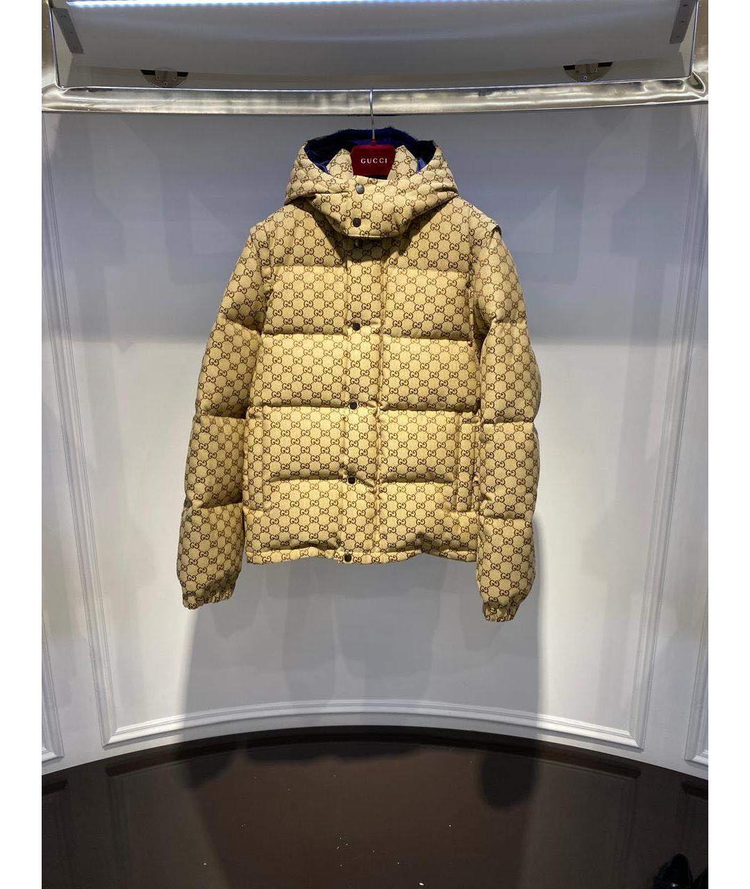 GUCCI Бежевый полиамидовый пуховик, фото 2