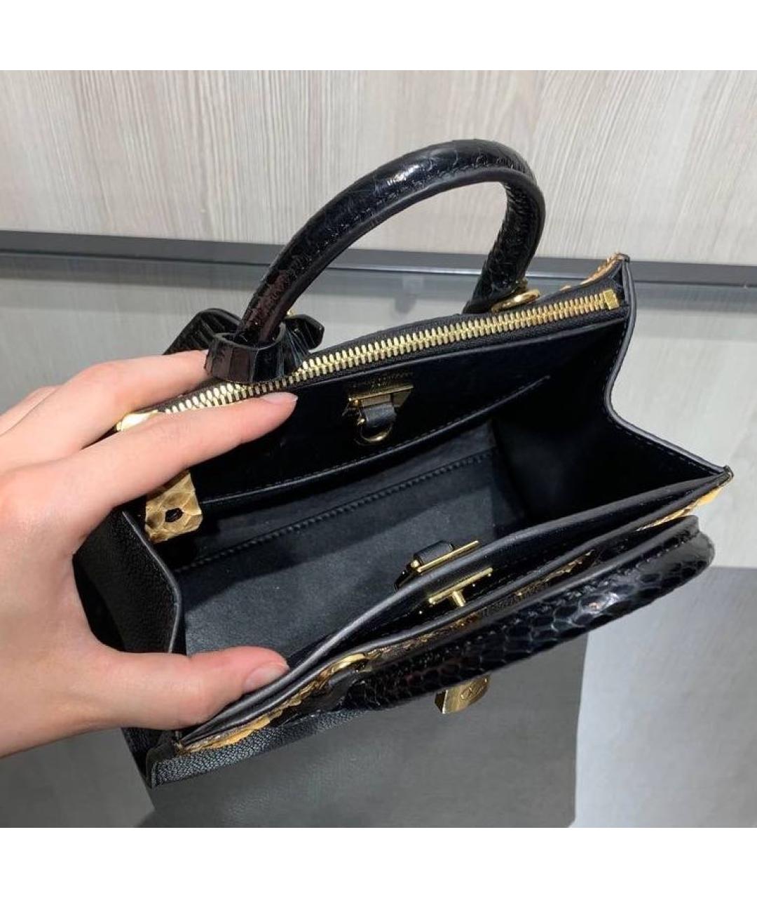 LOUIS VUITTON Черная сумка с короткими ручками из экзотической кожи, фото 7