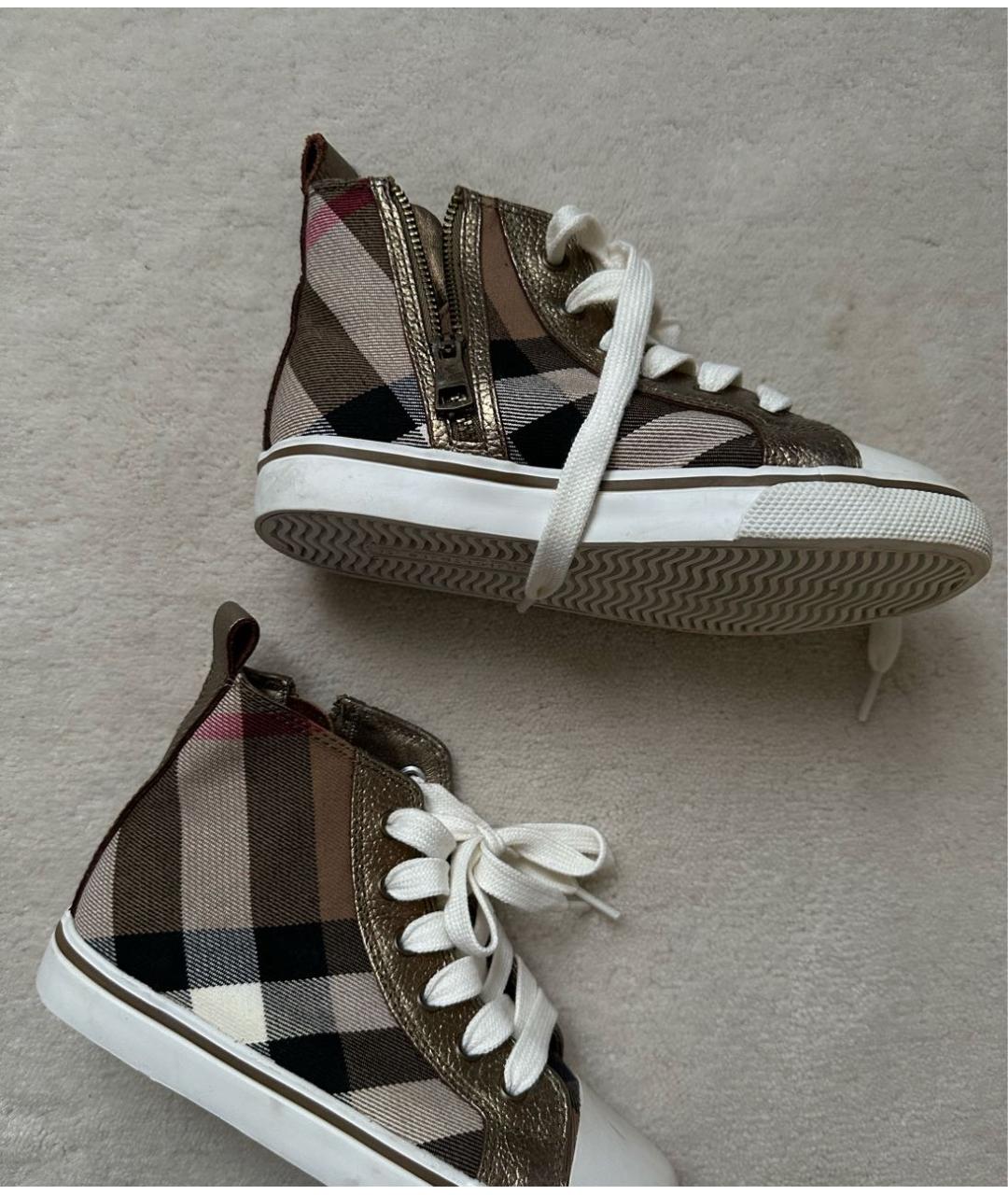 BURBERRY Коричневые текстильные кеды, фото 5