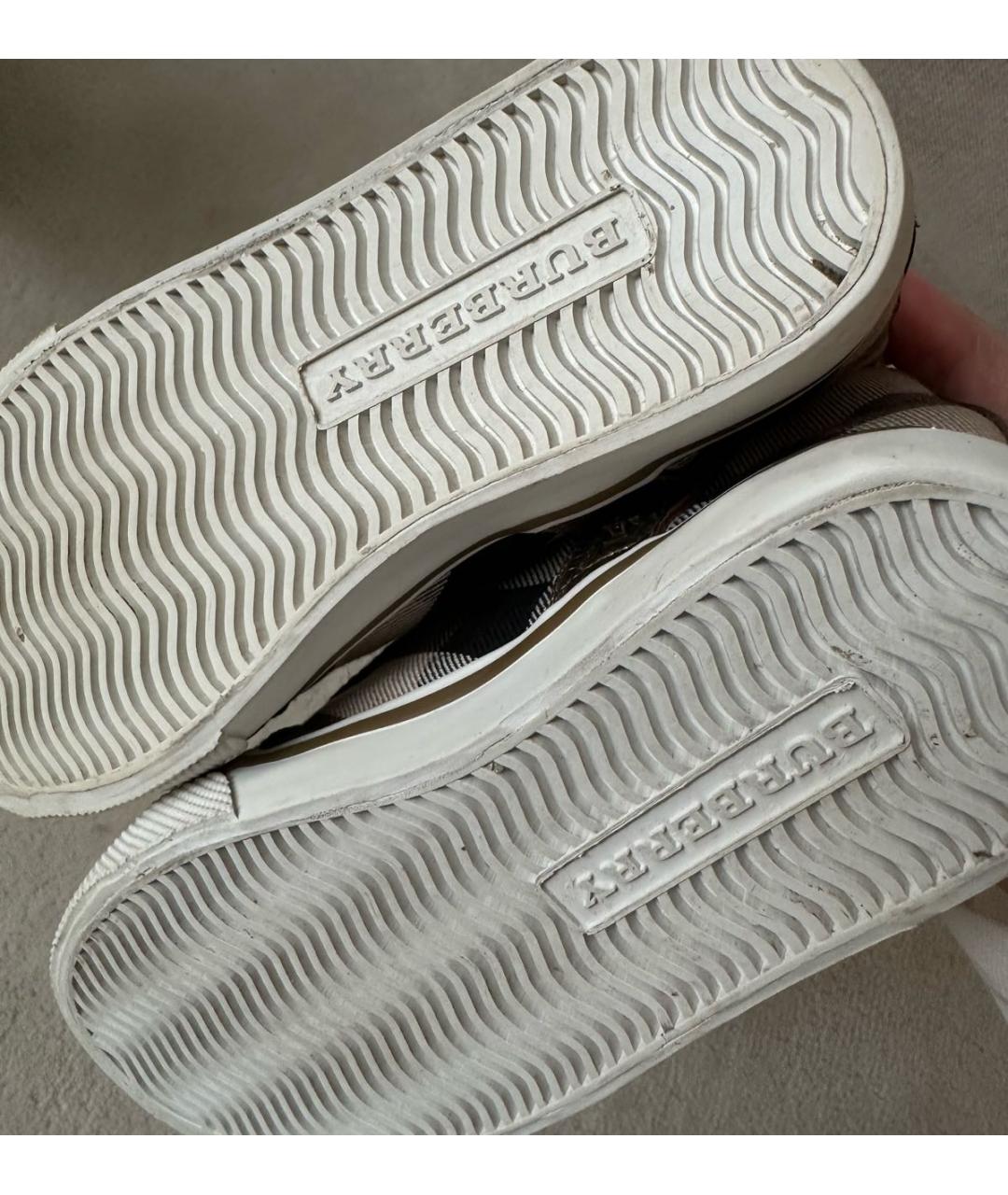 BURBERRY Коричневые текстильные кеды, фото 7