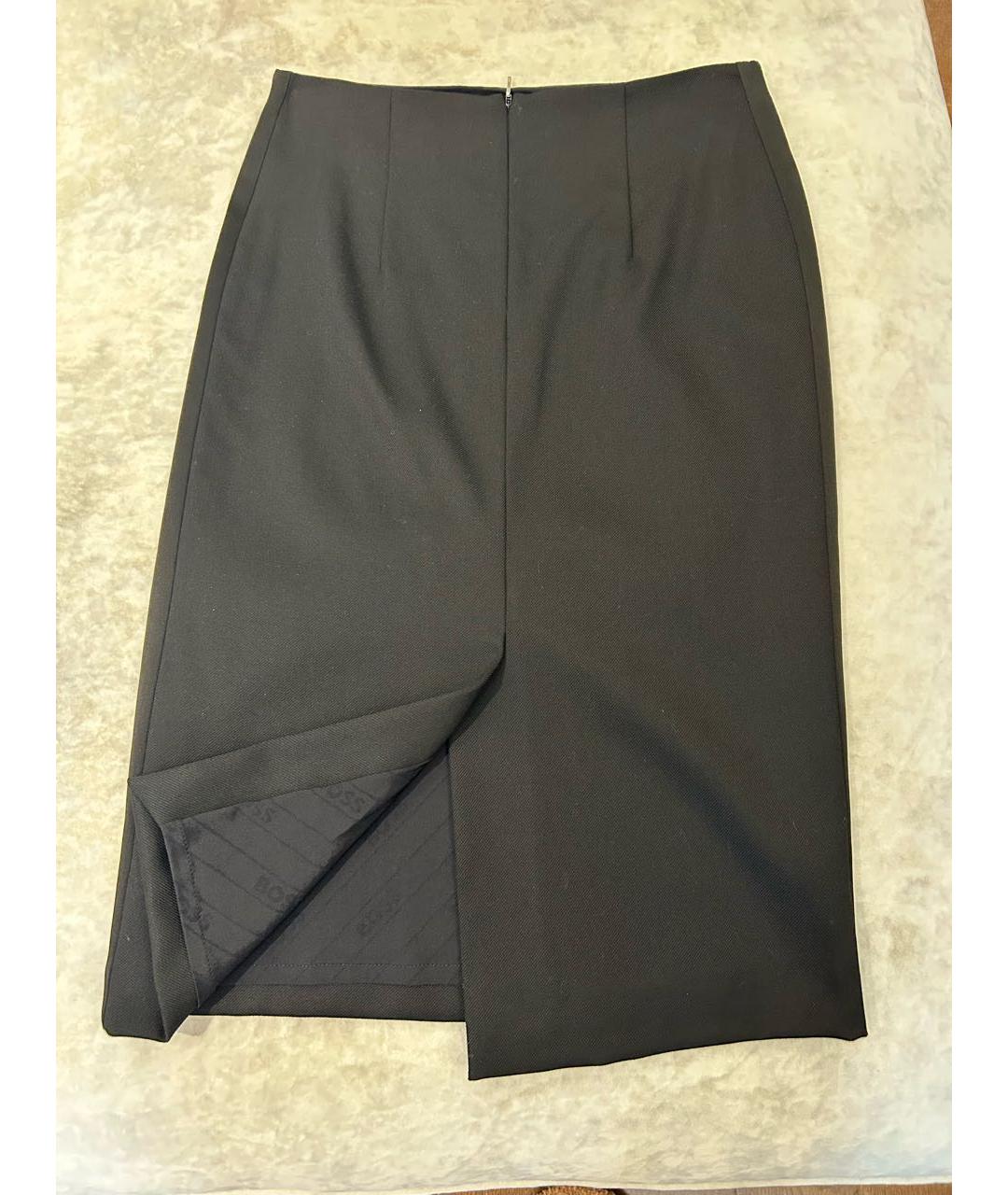 HUGO BOSS Черная шерстяная юбка миди, фото 2