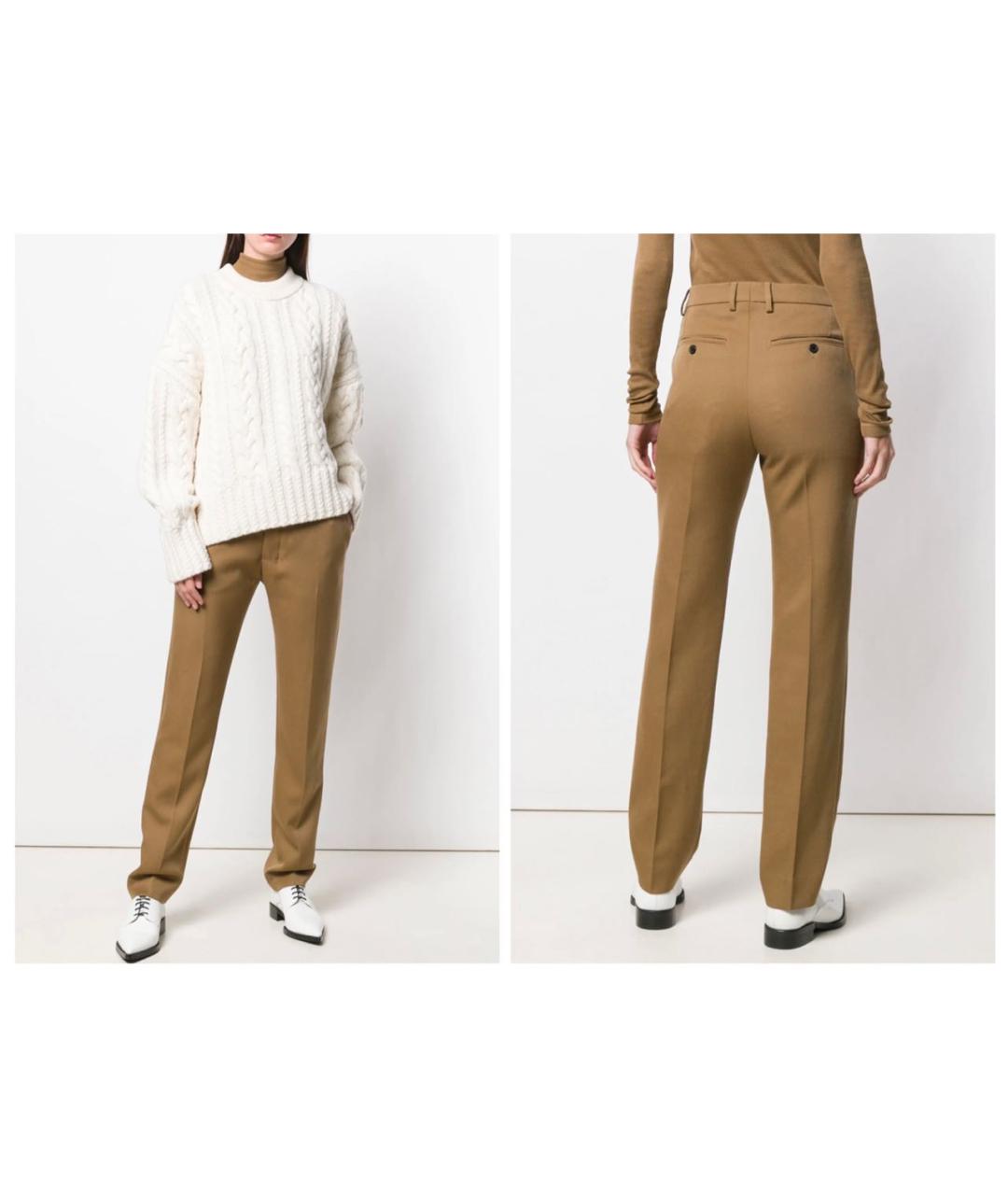 Ami Paris Коричневые шерстяные прямые брюки, фото 7