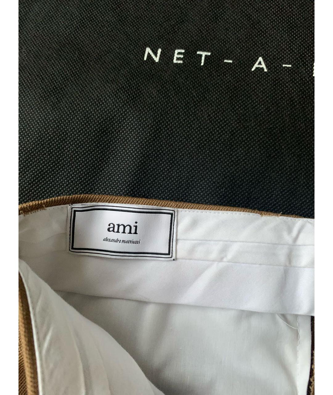 Ami Paris Коричневые шерстяные прямые брюки, фото 2