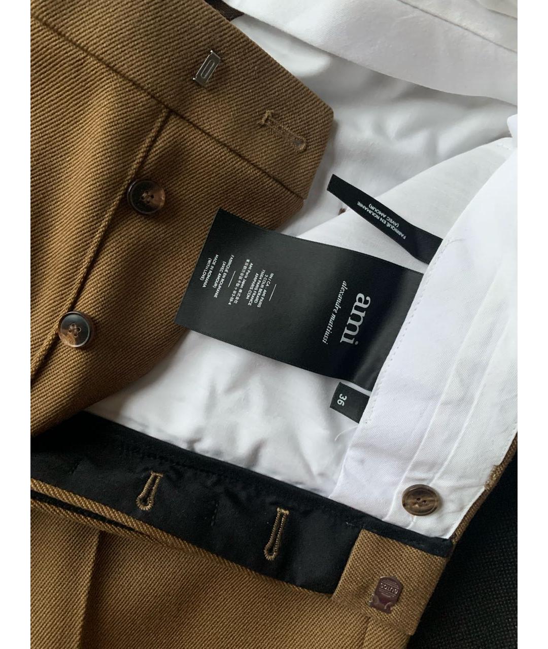 Ami Paris Коричневые шерстяные прямые брюки, фото 3