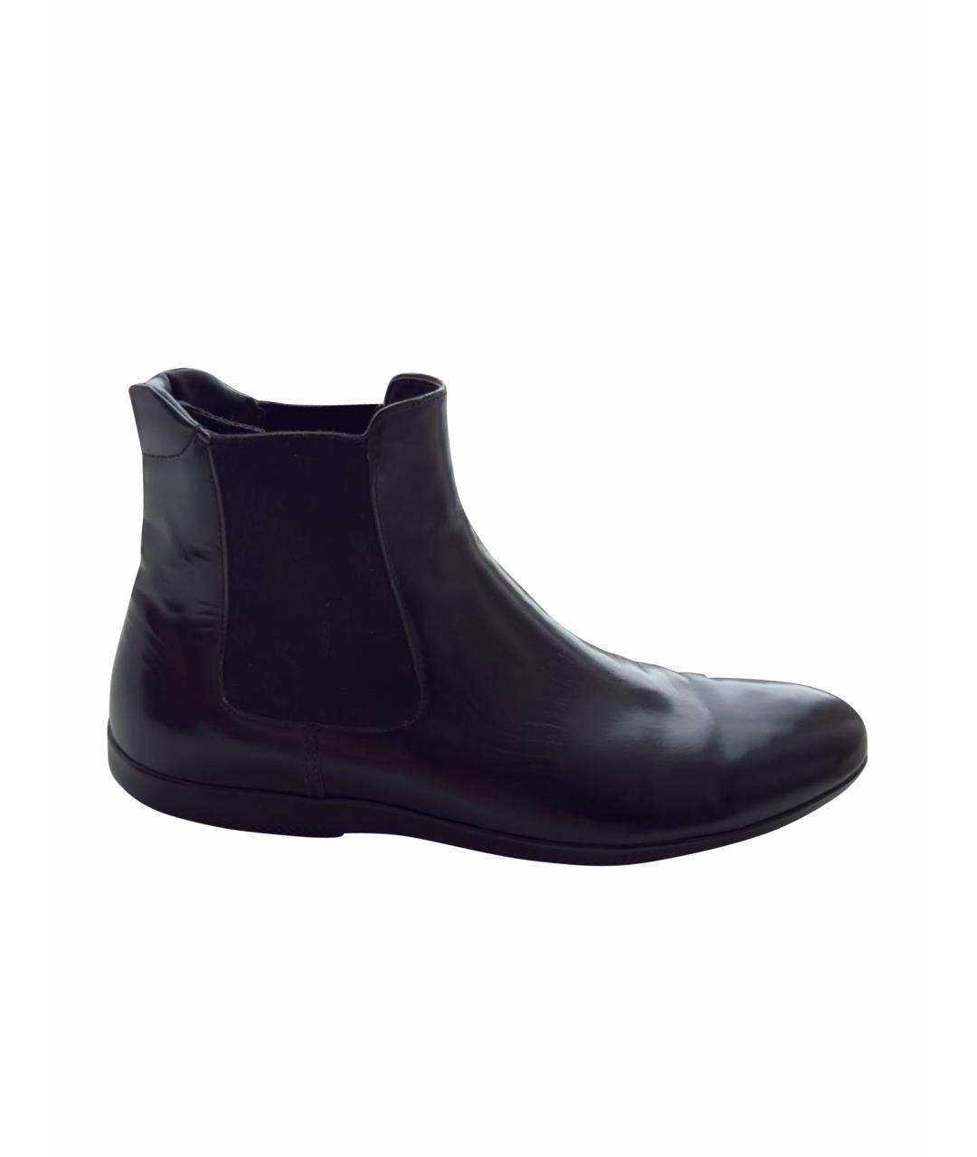 PRADA Черные низкие ботинки из лакированной кожи, фото 1