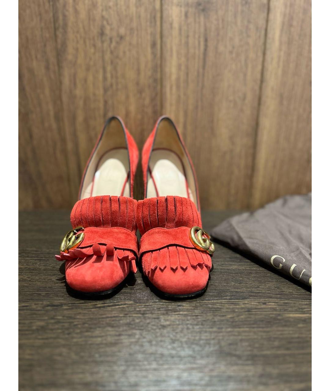 GUCCI Красные замшевые туфли, фото 8