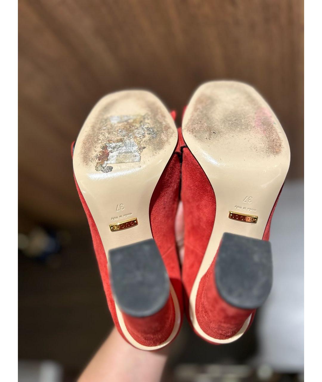 GUCCI Красные замшевые туфли, фото 6