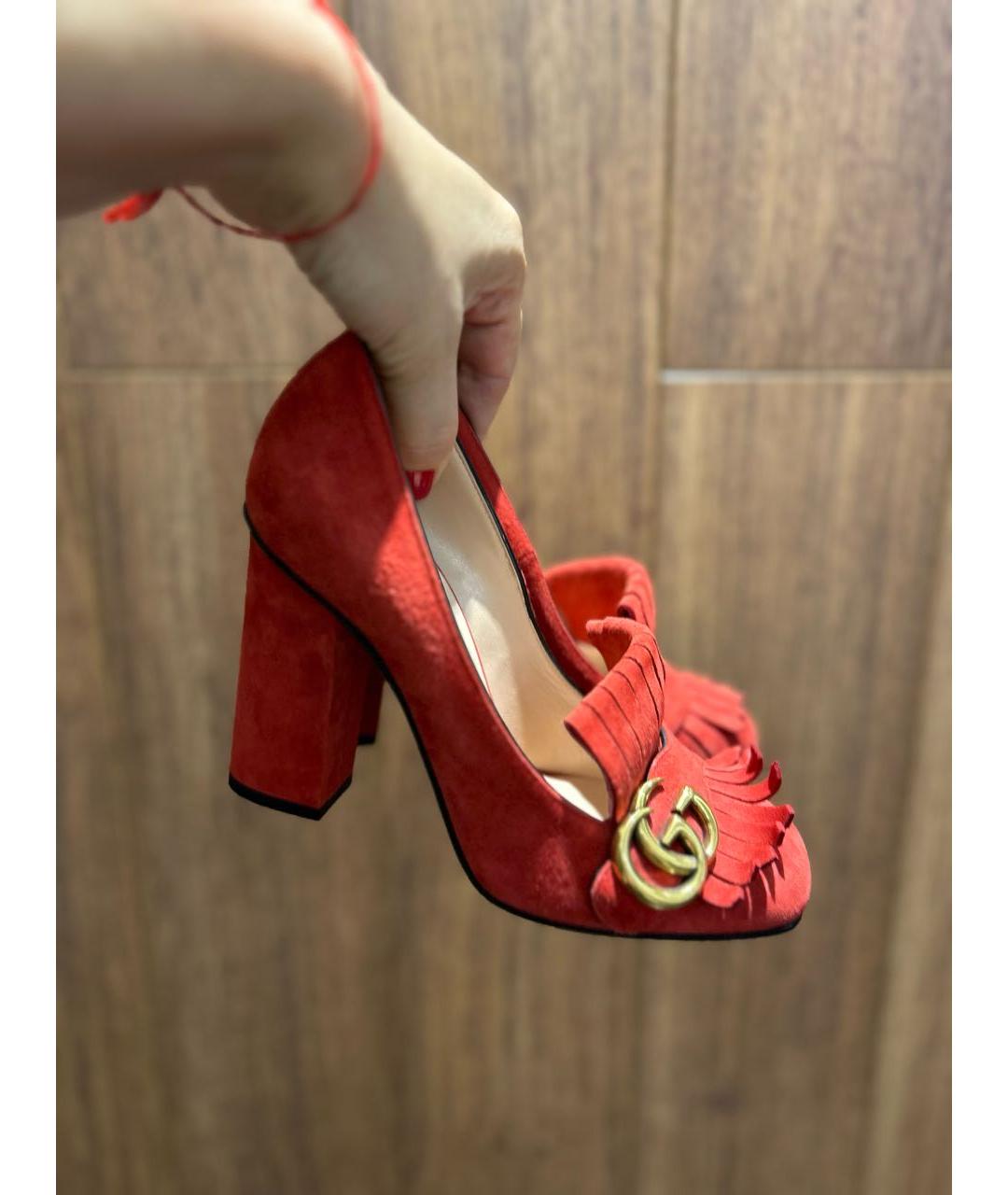 GUCCI Красные замшевые туфли, фото 7