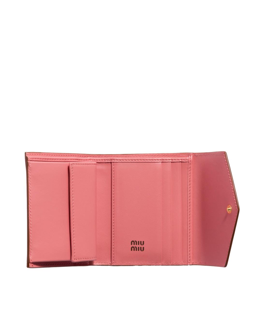 MIU MIU Розовый кожаный кошелек, фото 3