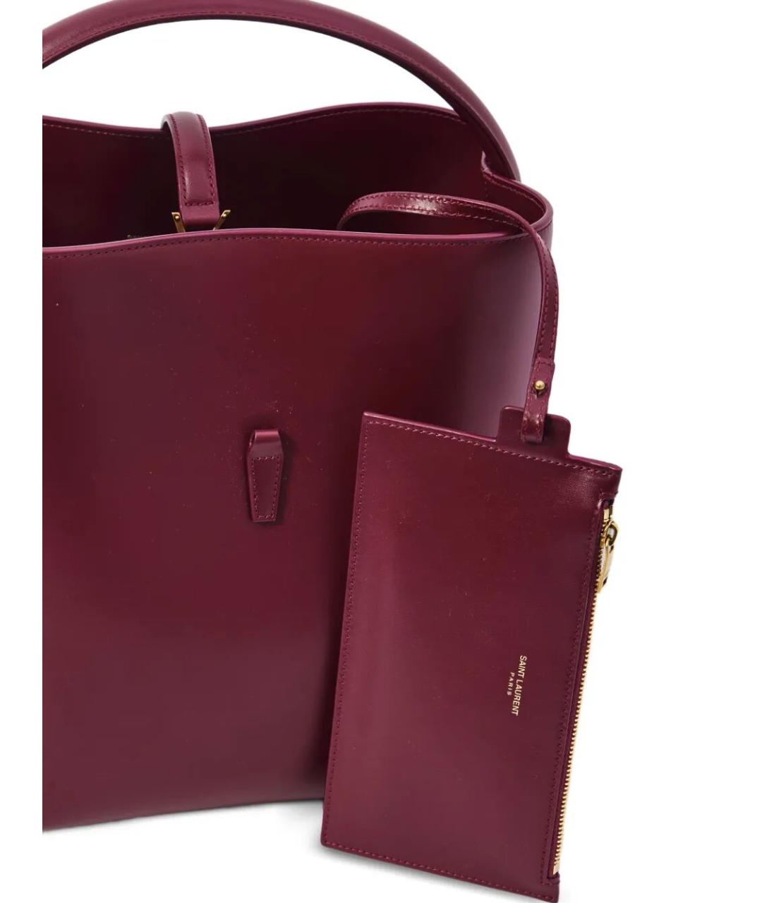 SAINT LAURENT Бордовая кожаная сумка через плечо, фото 2