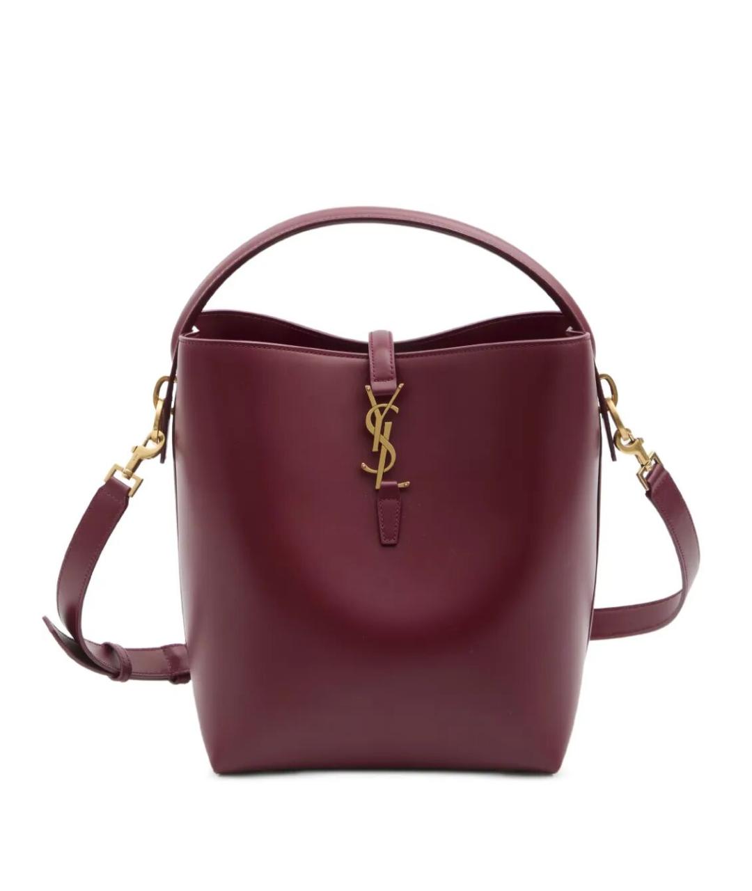 SAINT LAURENT Бордовая кожаная сумка через плечо, фото 1