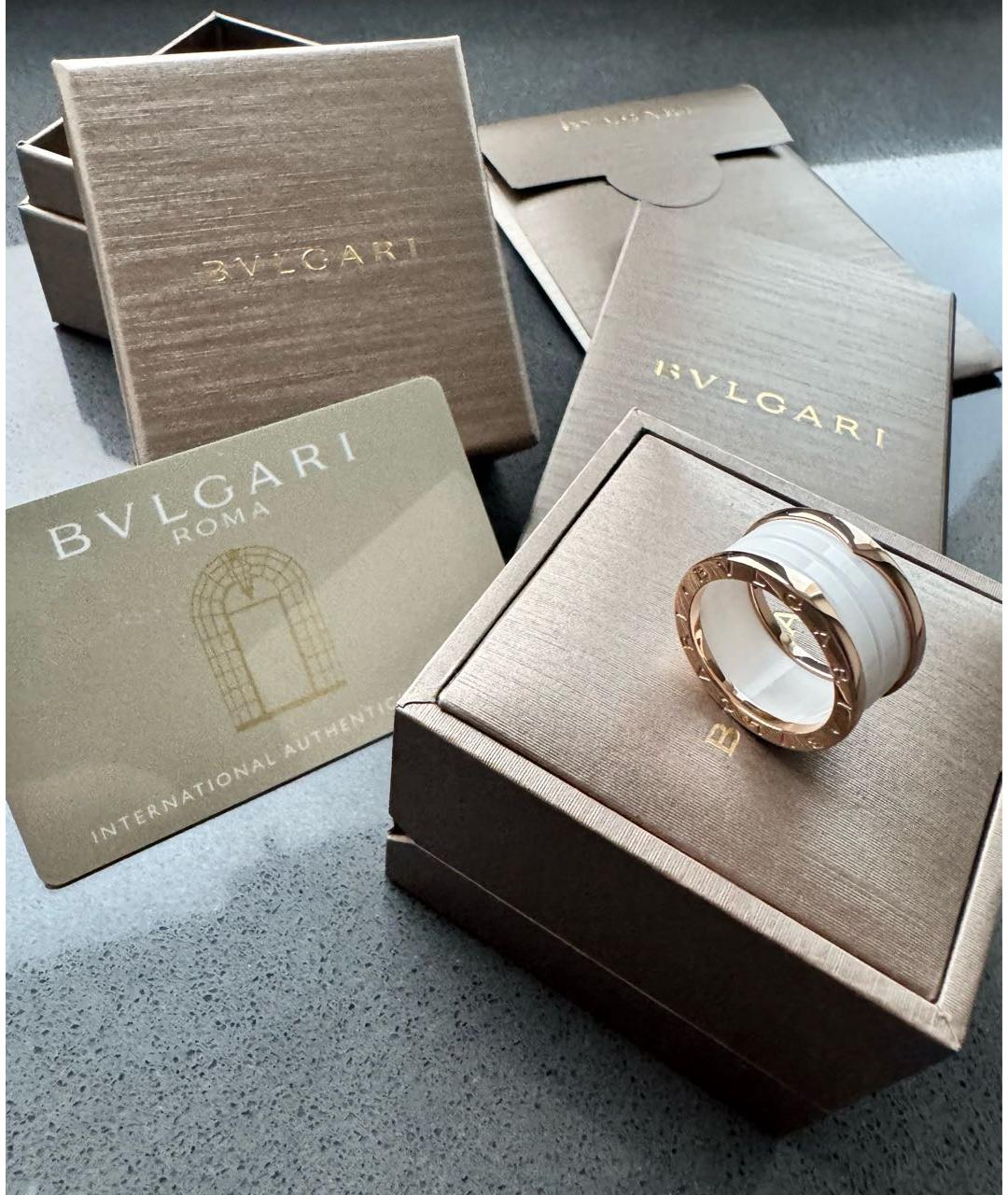 BVLGARI Белое кольцо из розового золота, фото 4