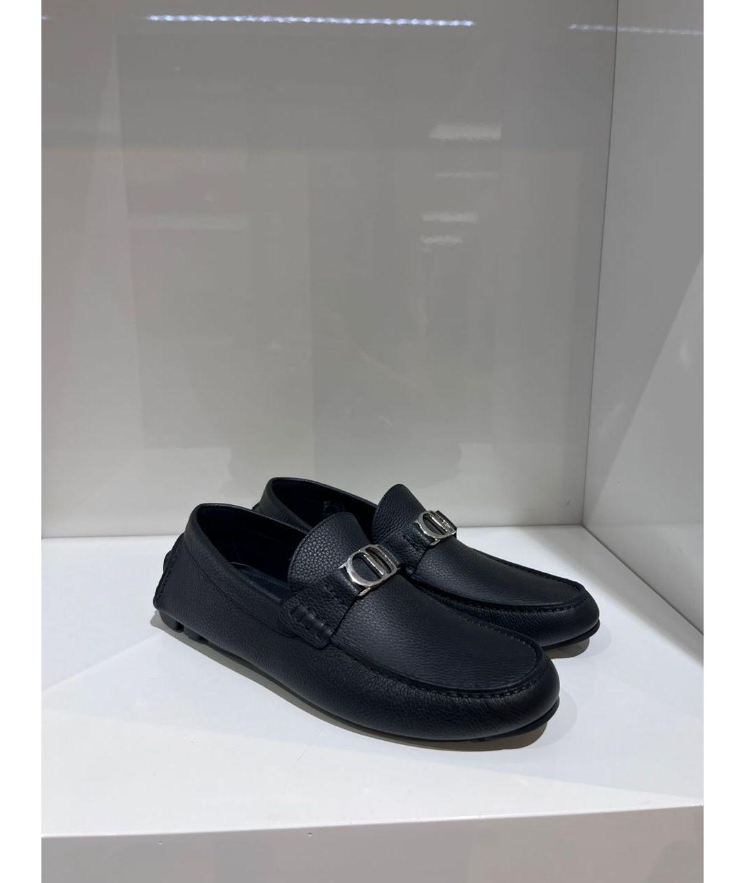 CHRISTIAN DIOR Черные кожаные мокасины, фото 3