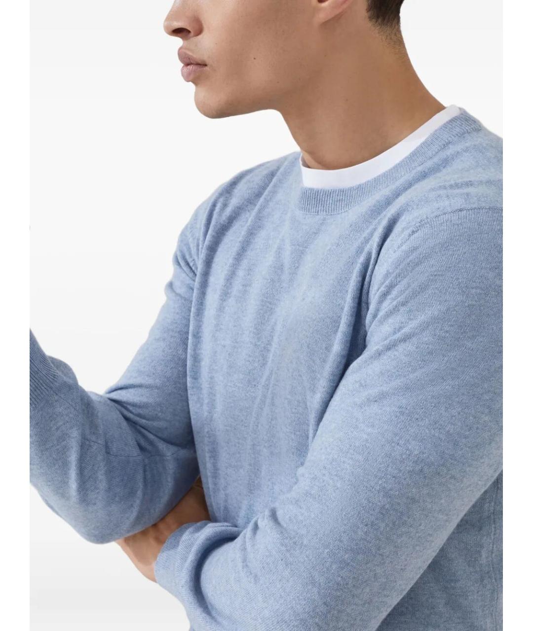 BRUNELLO CUCINELLI Голубой кашемировый джемпер / свитер, фото 2