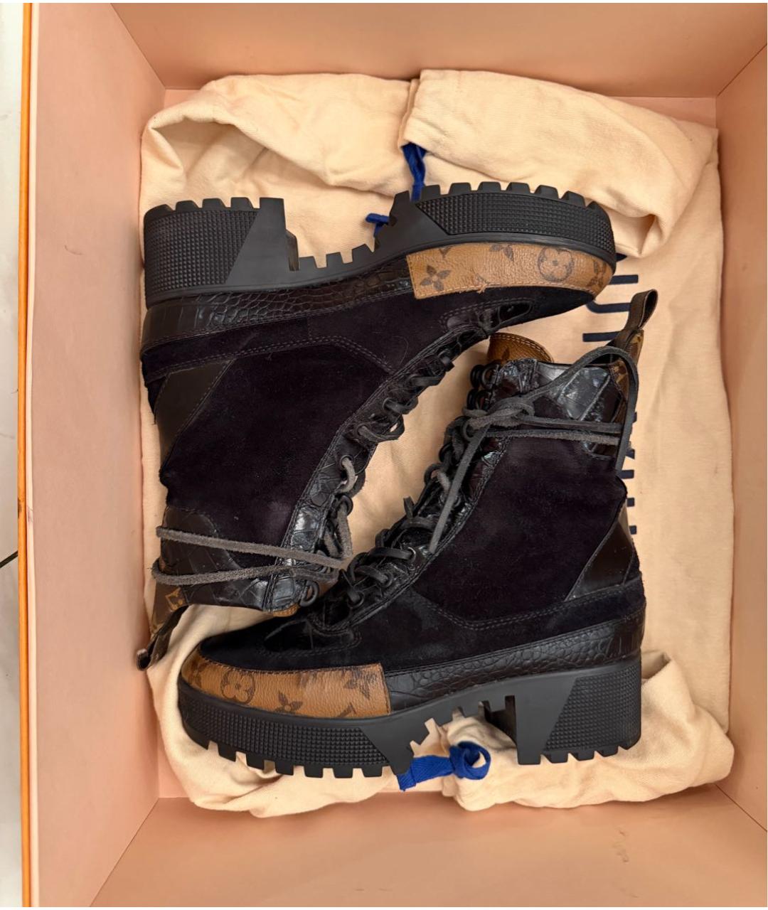 LOUIS VUITTON Черные кожаные ботинки, фото 4