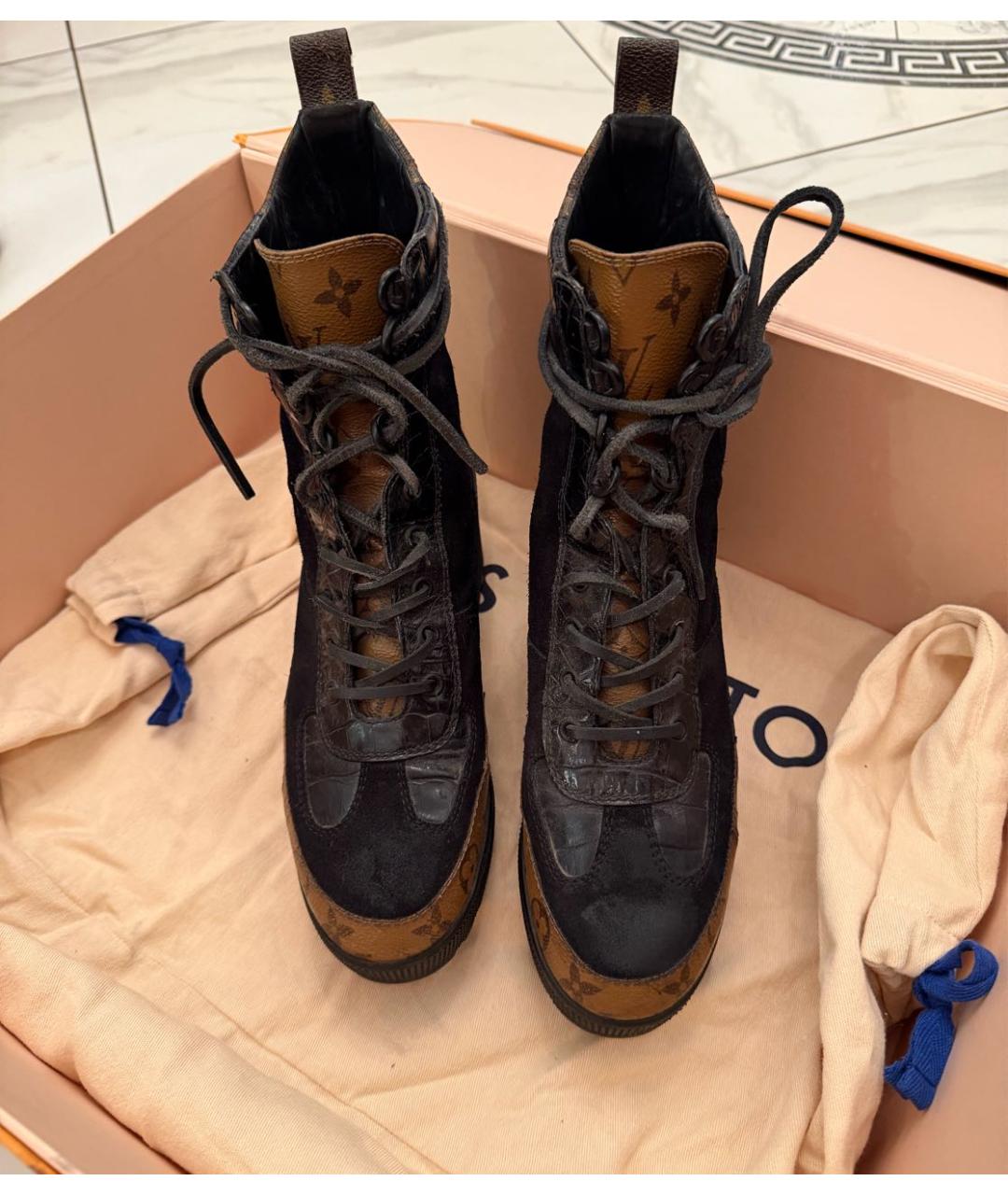 LOUIS VUITTON Черные кожаные ботинки, фото 2